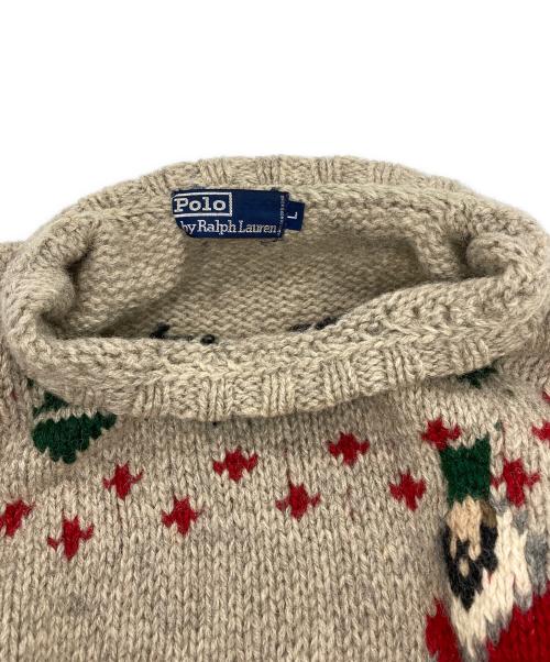 POLO RALPH LAUREN（ポロ・ラルフローレン）POLO RALPH LAUREN (ポロ・ラルフローレン) ハスキー柄 ウールクルーネックニット グレー サイズ:Lの古着・服飾アイテム