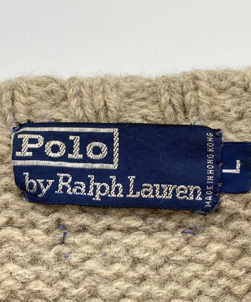 POLO RALPH LAUREN（ポロ・ラルフローレン）POLO RALPH LAUREN (ポロ・ラルフローレン) ハスキー柄 ウールクルーネックニット グレー サイズ:Lの古着・服飾アイテム