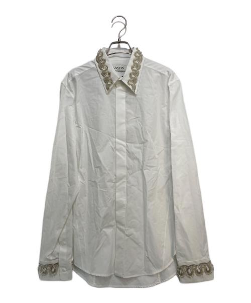 LANVIN（ランバン）LANVIN (ランバン) ビーズ装飾シャツ ホワイト サイズ:40の古着・服飾アイテム