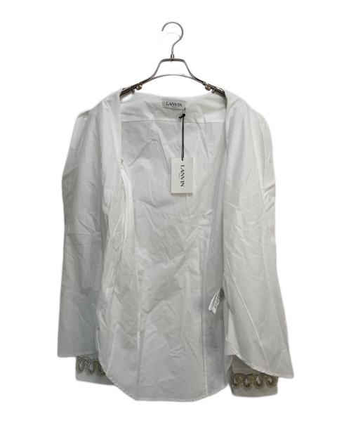 LANVIN（ランバン）LANVIN (ランバン) ビーズ装飾シャツ ホワイト サイズ:40の古着・服飾アイテム