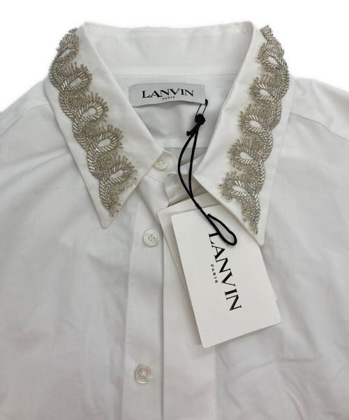 LANVIN（ランバン）LANVIN (ランバン) ビーズ装飾シャツ ホワイト サイズ:40の古着・服飾アイテム