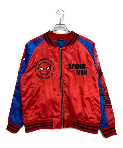 MARVEL（マーベル）MARVEL (マーベル) 刺繍サテンスカジャン レッド サイズ:Lの古着・服飾アイテム