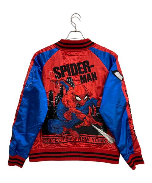 MARVEL（マーベル）MARVEL (マーベル) 刺繍サテンスカジャン レッド サイズ:Lの古着・服飾アイテム