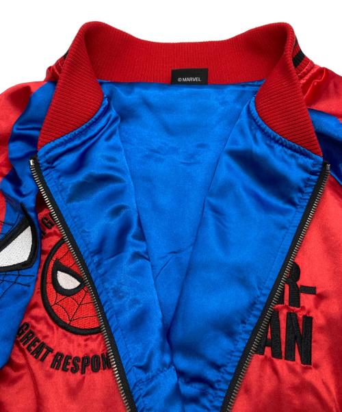 MARVEL（マーベル）MARVEL (マーベル) 刺繍サテンスカジャン レッド サイズ:Lの古着・服飾アイテム