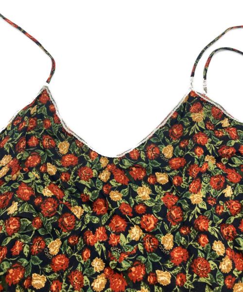GUCCI（グッチ）GUCCI (グッチ) 花柄キャミソールブラウス レッド×グリーン×ブラック サイズ:40の古着・服飾アイテム