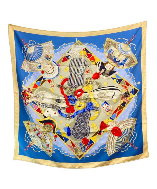 HERMES（エルメス）HERMES (エルメス) カレ90 ベージュ×ブルー サイズ:87×87の古着・服飾アイテム