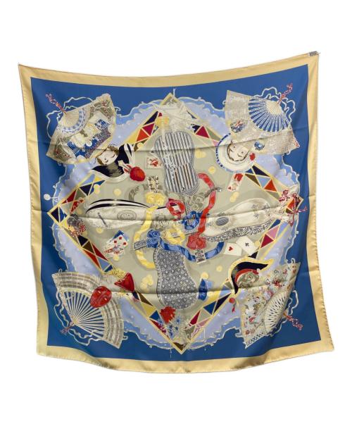 HERMES（エルメス）HERMES (エルメス) カレ90 ベージュ×ブルー サイズ:87×87の古着・服飾アイテム