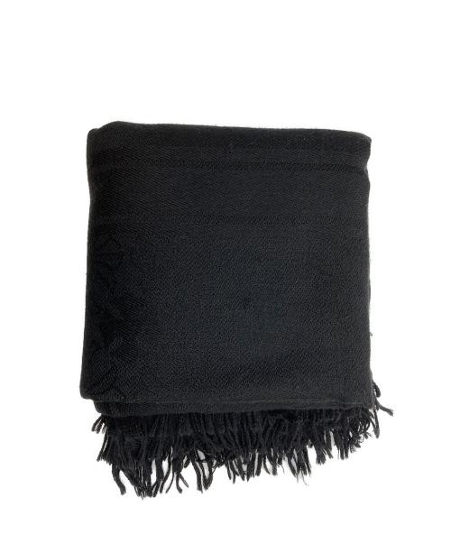 CHROME HEARTS（クロムハーツ）CHROME HEARTS (クロムハーツ) CH PLS SCARF CH プラス 総柄ジャガード シルク混 ウール フリンジ ストール ブラックの古着・服飾アイテム