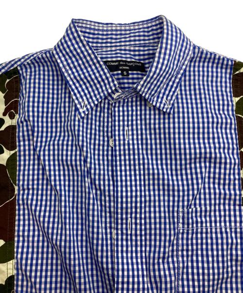 COMME des GARCONS HOMME（コムデギャルソン オム）COMME des GARCONS HOMME (コムデギャルソン オム) 迷彩切替チェックシャツ ブルー サイズ:Sの古着・服飾アイテム