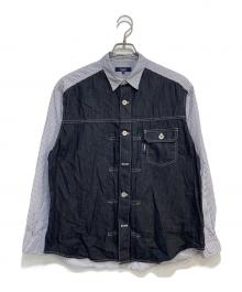 COMME des GARCONS HOMME（コムデギャルソン オム）の古着「デニム切替ストライプシャツ」｜ブルー