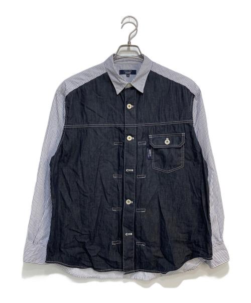 COMME des GARCONS HOMME（コムデギャルソン オム）COMME des GARCONS HOMME (コムデギャルソン オム) デニム切替ストライプシャツ ブルー サイズ:Sの古着・服飾アイテム
