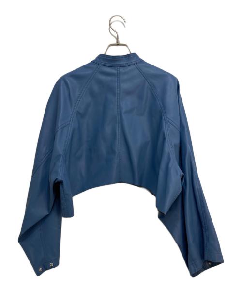 Ameri（アメリ）Ameri (アメリ) ROUND SHORT SYNTHETIC LEATHER JACKET スカイブルー サイズ:Fの古着・服飾アイテム
