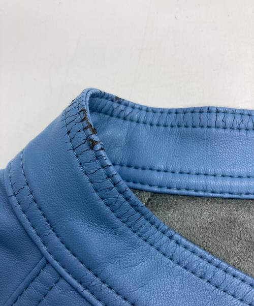 Ameri（アメリ）Ameri (アメリ) ROUND SHORT SYNTHETIC LEATHER JACKET スカイブルー サイズ:Fの古着・服飾アイテム