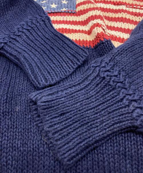 POLO RALPH LAUREN（ポロ・ラルフローレン）POLO RALPH LAUREN (ポロ・ラルフローレン) 星条旗 ショールカラーニット ネイビー サイズ:Mの古着・服飾アイテム