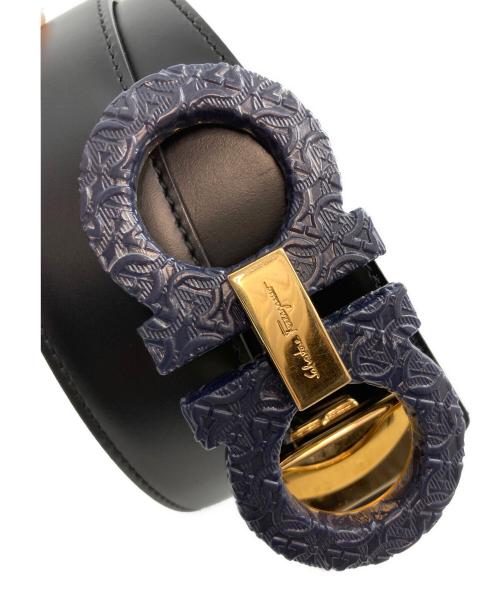 Salvatore Ferragamo（サルヴァトーレ フェラガモ）Salvatore Ferragamo (サルヴァトーレ フェラガモ) ダブルガンチーニリバーシブルベルトセット ネイビー×ブラックの古着・服飾アイテム