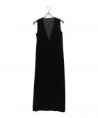 CABANキャバン）の古着「ベロアVネックスリーブレスワンピース」｜ブラック