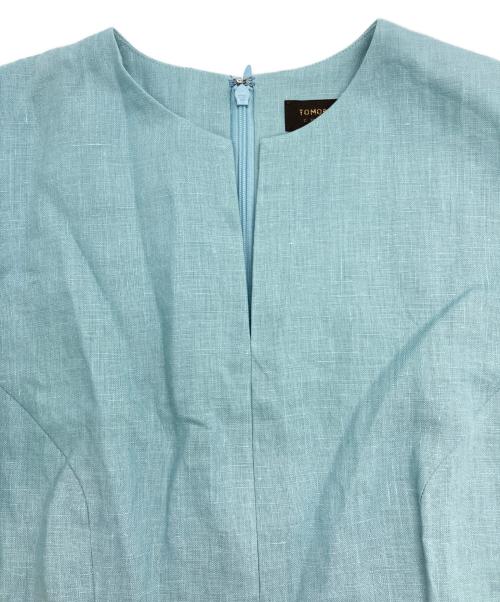 TOMORROW LAND（トゥモローランド）TOMORROW LAND (トゥモローランド) スムースリネン キーネックフレアワンピース スカイブルー サイズ:34の古着・服飾アイテム