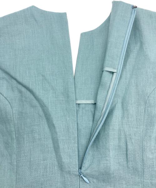 TOMORROW LAND（トゥモローランド）TOMORROW LAND (トゥモローランド) スムースリネン キーネックフレアワンピース スカイブルー サイズ:34の古着・服飾アイテム
