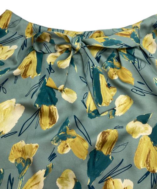 TOMORROW LAND（トゥモローランド）TOMORROW LAND (トゥモローランド) ブーゲンビリアプリント ボウタイギャザーブラウス グリーン サイズ:36の古着・服飾アイテム