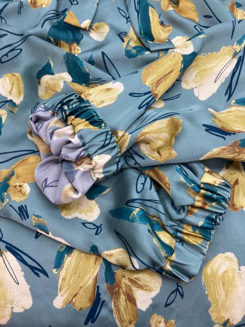 TOMORROW LAND（トゥモローランド）TOMORROW LAND (トゥモローランド) ブーゲンビリアプリント ボウタイギャザーブラウス グリーン サイズ:36の古着・服飾アイテム