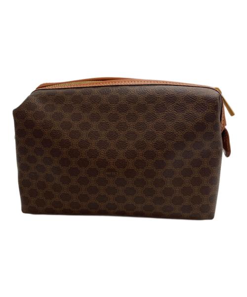 CELINE（セリーヌ）CELINE (セリーヌ) マカダム柄コスメポーチ ブラウンの古着・服飾アイテム
