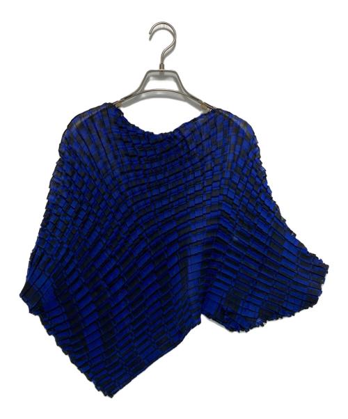ISSEY MIYAKE（イッセイミヤケ）ISSEY MIYAKE (イッセイミヤケ) スクエアプリーツトップ ブルー サイズ:２の古着・服飾アイテム