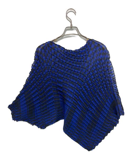 ISSEY MIYAKE（イッセイミヤケ）ISSEY MIYAKE (イッセイミヤケ) スクエアプリーツトップ ブルー サイズ:２の古着・服飾アイテム