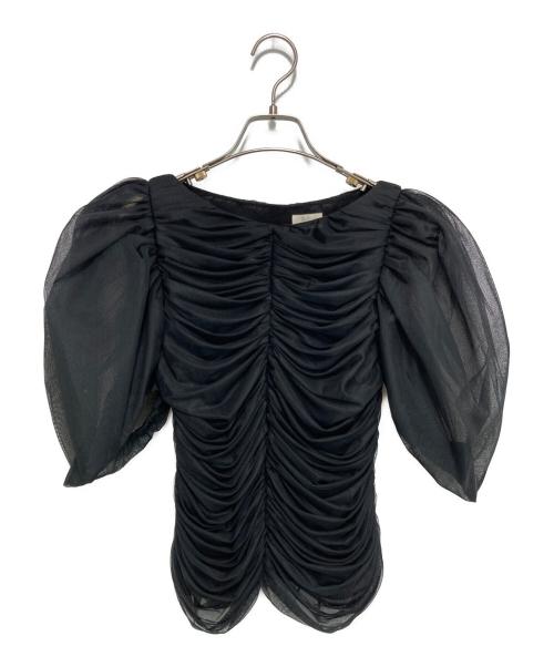 cygne（シーニュ）cygne (シーニュ) シアーパフスリーブブラウス ブラックの古着・服飾アイテム