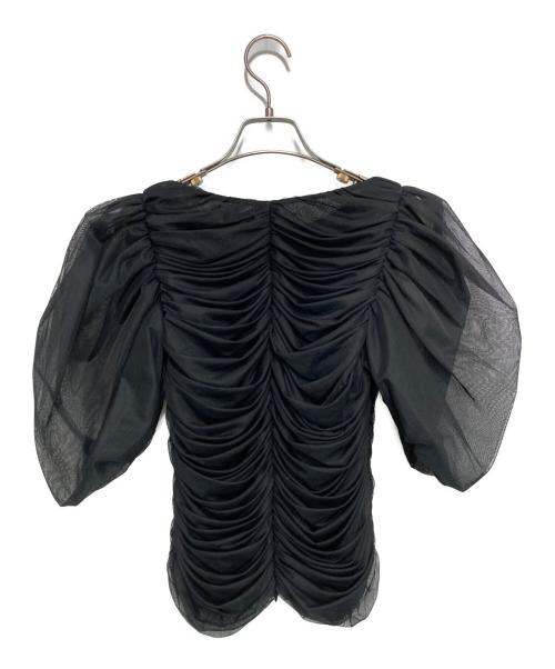 cygne（シーニュ）cygne (シーニュ) シアーパフスリーブブラウス ブラックの古着・服飾アイテム