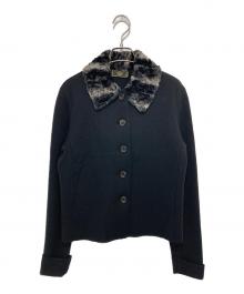 FENDI（フェンディ）の古着「ファーカラー ニットジャケット」｜ブラック