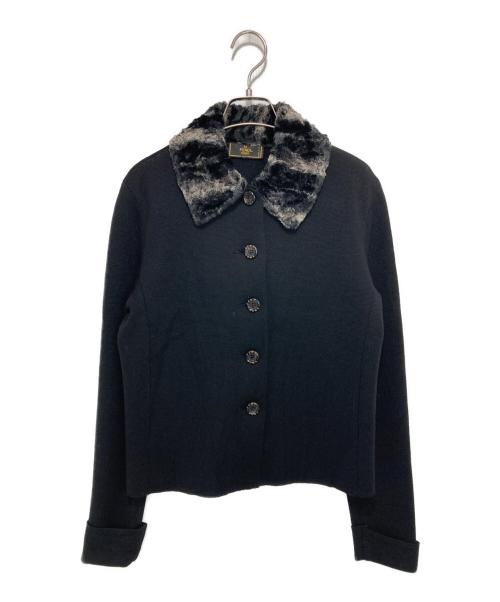 FENDI（フェンディ）FENDI (フェンディ) ファーカラー ニットジャケット ブラック サイズ:J 44の古着・服飾アイテム