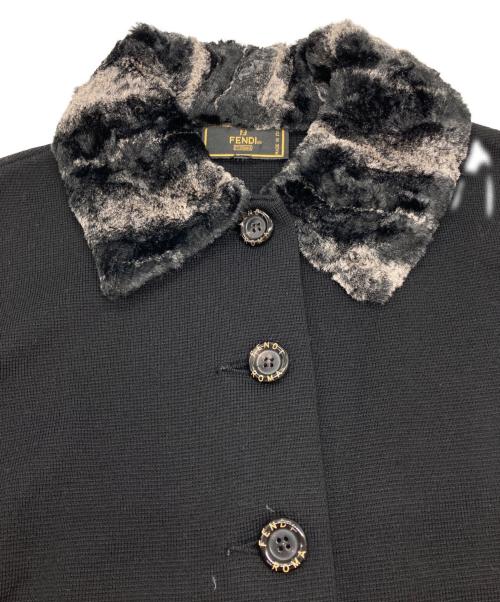 FENDI（フェンディ）FENDI (フェンディ) ファーカラー ニットジャケット ブラック サイズ:J 44の古着・服飾アイテム