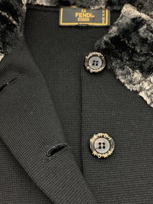 FENDI（フェンディ）FENDI (フェンディ) ファーカラー ニットジャケット ブラック サイズ:J 44の古着・服飾アイテム