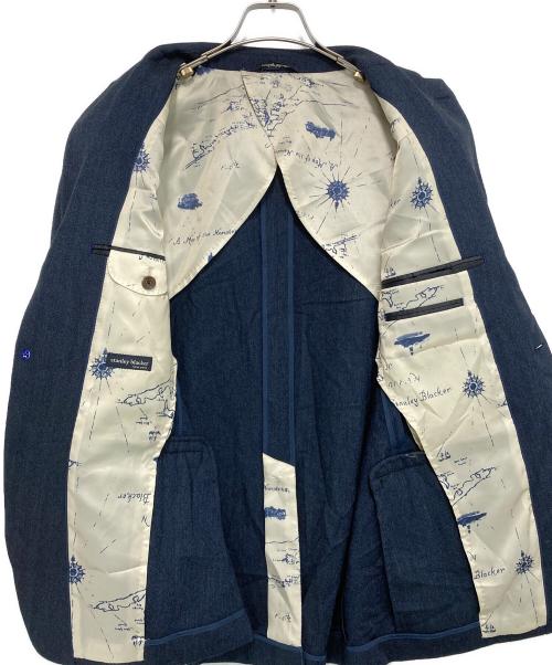 Stanley Blacker（スタンリー・ブラッカー）Stanley Blacker (スタンリー・ブラッカー) ヘリンボーンセットアップスーツ ネイビー サイズ:SIZE 94ALの古着・服飾アイテム