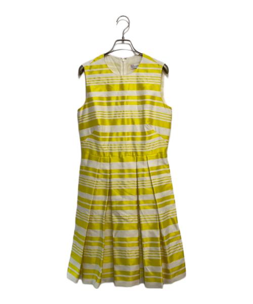 RED VALENTINO（レッドヴァレンティノ）RED VALENTINO (レッドヴァレンティノ) ボーダーノースリーブドレス イエロー×ホワイト サイズ:42の古着・服飾アイテム