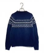 MARGARET HOWELLマーガレットハウエル）の古着「WOOL CASHMERE SILK FAIRISLE KNITWEAR」｜ネイビー