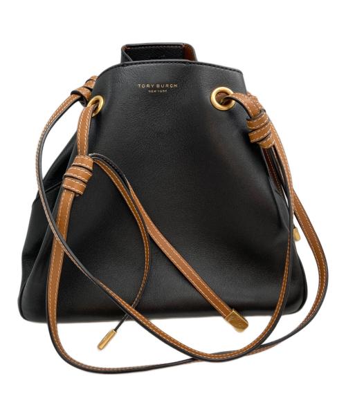 TORY BURCH（トリーバーチ）TORY BURCH (トリーバーチ) 巾着レザーバッグ ブラックの古着・服飾アイテム