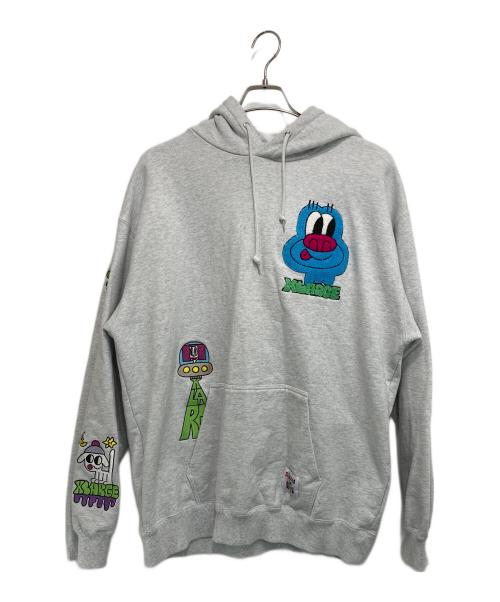 X-LARGE（エクストララージ）X-LARGE (エクストララージ) TIM COMIX CHENILLE EMBROIDERED HOODED SWEAT グレー サイズ:Ⅼの古着・服飾アイテム