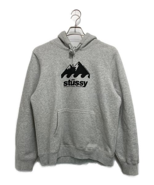 stussy（ステューシー）stussy (ステューシー) プリントパーカー グレー サイズ:Mの古着・服飾アイテム