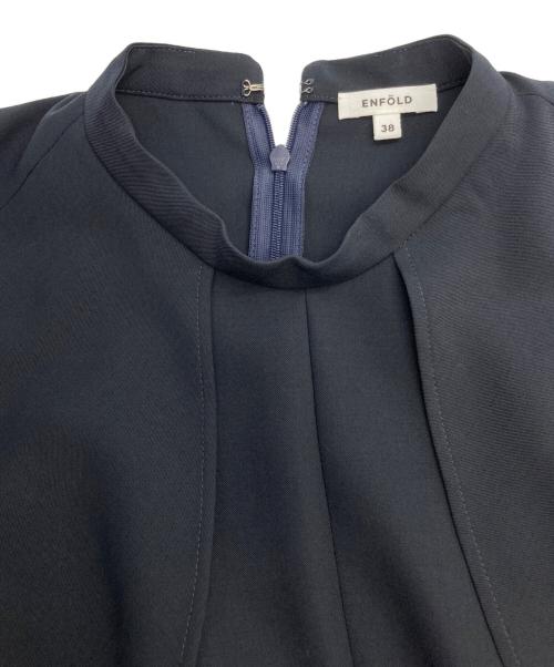 ENFOLD（エンフォルド）ENFOLD (エンフォルド) CAPE WAVE DRESS ネイビー サイズ:38の古着・服飾アイテム