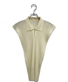 PLEATS PLEASE（プリーツプリーズ）の古着「ノースリーブプリーツシャツカットソー」｜イエロー