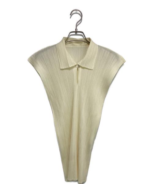PLEATS PLEASE（プリーツプリーズ）PLEATS PLEASE (プリーツプリーズ) ノースリーブプリーツシャツカットソー イエロー サイズ:３の古着・服飾アイテム