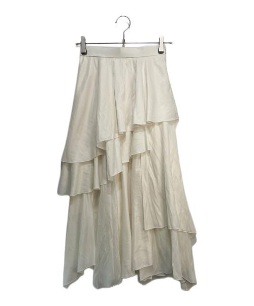 FRAY ID（フレイ アイディー）FRAY ID (フレイ アイディー) イレヘムティアードスカート ホワイトの古着・服飾アイテム
