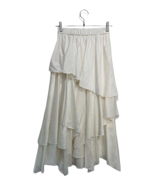 FRAY ID（フレイ アイディー）FRAY ID (フレイ アイディー) イレヘムティアードスカート ホワイトの古着・服飾アイテム