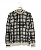 FENDIフェンディ）の古着「チェック柄モックネックウールニット」｜アイボリー×ブラック