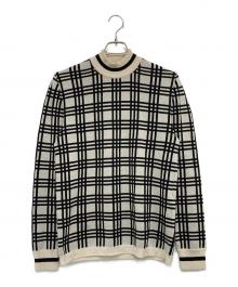 FENDI（フェンディ）の古着「チェック柄モックネックウールニット」｜アイボリー×ブラック