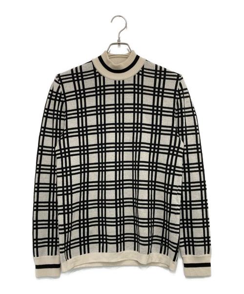 FENDI（フェンディ）FENDI (フェンディ) チェック柄モックネックウールニット アイボリー×ブラック サイズ:SIZE 48の古着・服飾アイテム