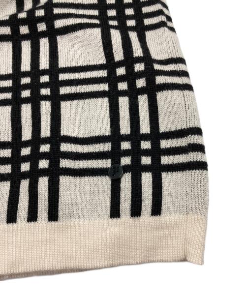 FENDI（フェンディ）FENDI (フェンディ) チェック柄モックネックウールニット アイボリー×ブラック サイズ:SIZE 48の古着・服飾アイテム