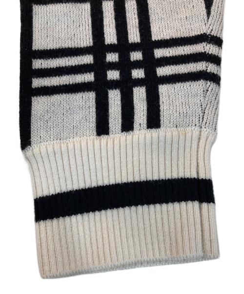 FENDI（フェンディ）FENDI (フェンディ) チェック柄モックネックウールニット アイボリー×ブラック サイズ:SIZE 48の古着・服飾アイテム