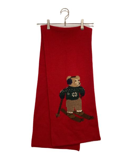 RALPH LAUREN（ラルフローレン）RALPH LAUREN (ラルフローレン) ポロベア ウールマフラー レッドの古着・服飾アイテム